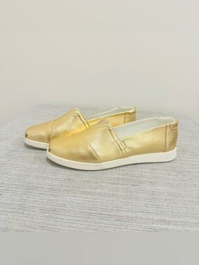 TOMS Alpargata Plus Women's Gold Metallic Nappa Leather Slip-Ons - Size 9